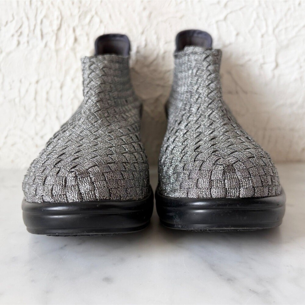 Corkys Woven Stretch Heeled Booties Women's HOT 7 Metallic Grey Slip On - Picture 4 of 8